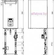 Габаритные размеры и подсоединения котла Chaffoteaux Talia Green Evo System HP 85-100 FF