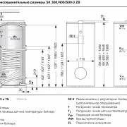 Габаритные и присоединительные размеры бойлеров Bosch SK 300-400-500-3 ZB для одноконтурного котла Bosch Condens 3000 W ZSB