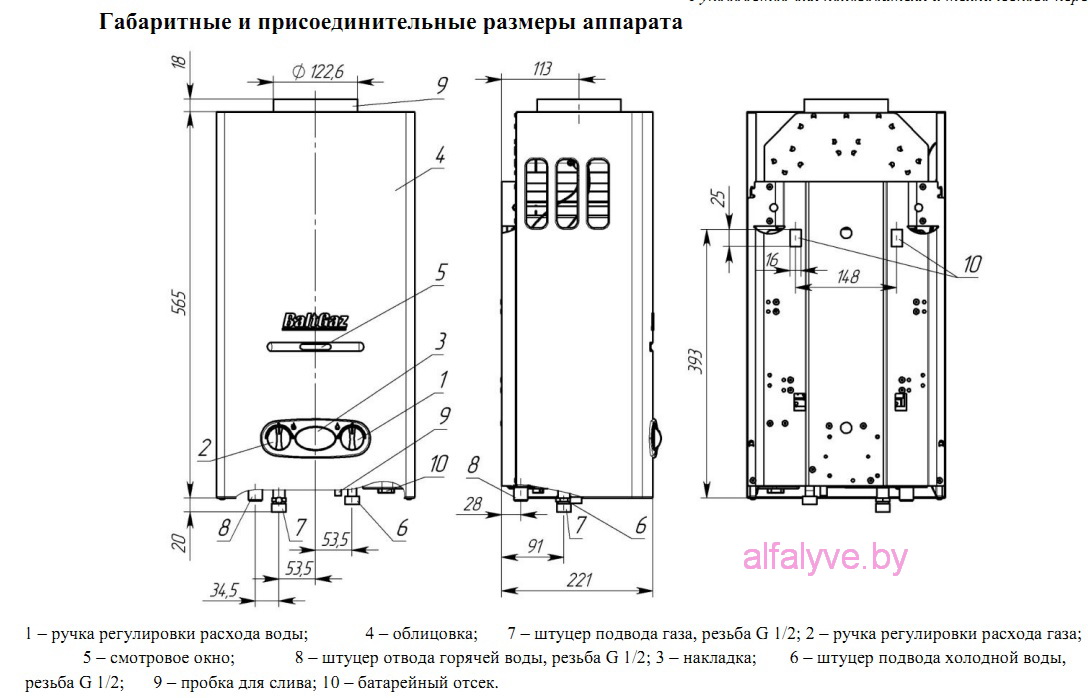 Размер газовой колонки