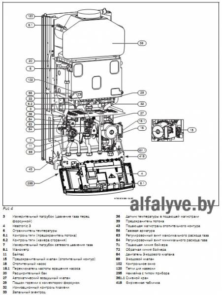 Компоненты котла Bosch Gaz 7000 W открытая камера сгорания ZSC