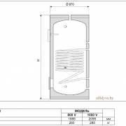 Размеры и вес бойлера Beretta Riello 7200 V 800V Plus