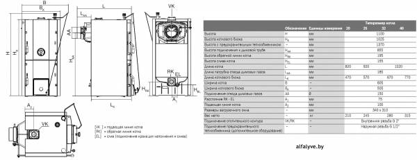Габаритные размеры котла Bosch Solid 3000 H