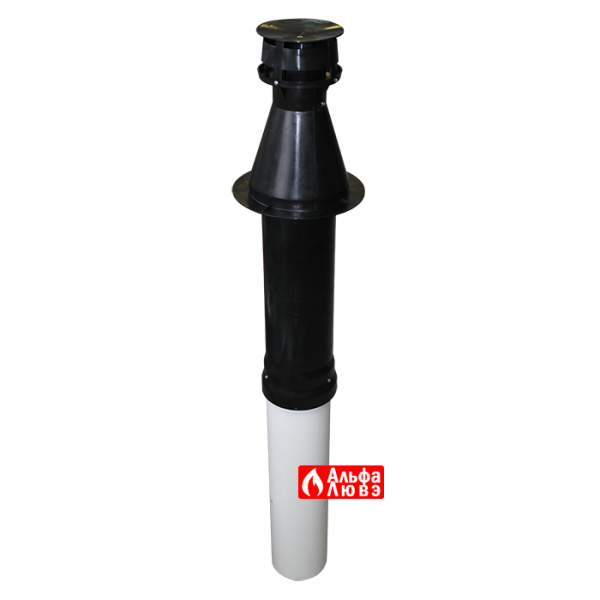 Коаксиальная дымотрубная система на улицу (колпак) пластик PP80-125DDBS