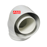 Отвод 87° коаксиальный CCPPS87812MFB Ø80-125 снаружи – алюминий, внутренний – пластик для конденсационного котла любой марки (нижняя часть)