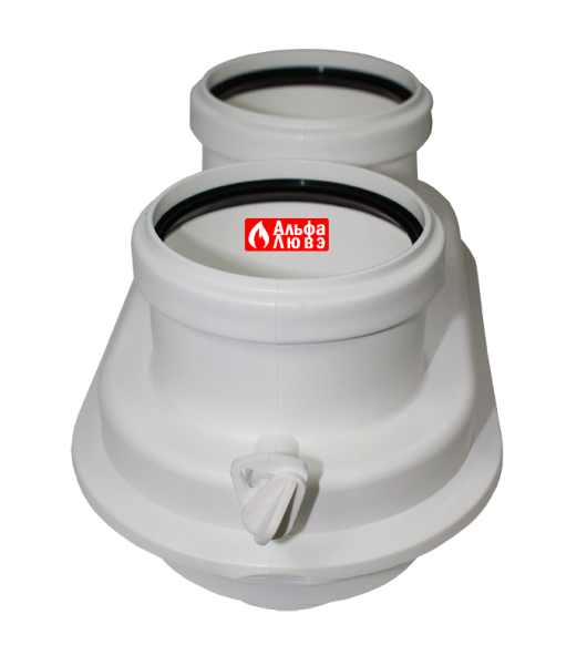 Адаптер моноблочный конденсационный PP Ø80-125 на Ø80-80 для котла Baxi, Viessmann (вид сбоку)