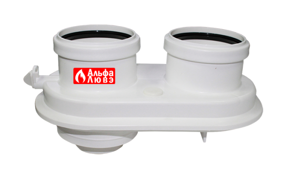 Адаптер моноблочный конденсационный PP Ø80-125 на Ø80-80 для котла Baxi, Viessmann (вид спереди)