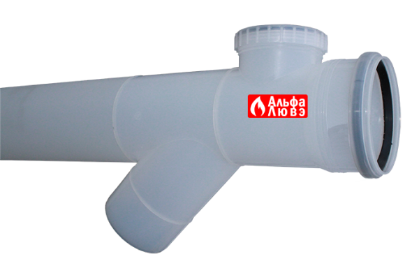 Удлинение каскадное Ø125 PP с ответвлением 45° (укрупненно)